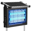 Solar Bug Zapper Outdoor, 4500V Mosquito Zapper Waterproof with Panel Sensor Electric Fly Zapper Rechargeable Mosquito Killer with 10FT Extension Cord, Fly Trap Ideal for Patio, Backyard, Camping