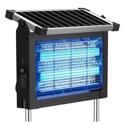 Solar Bug Zapper Outdoor, 4500V Mosquito Zapper Waterproof with Panel Sensor Electric Fly Zapper Rechargeable Mosquito Killer with 10FT Extension Cord, Fly Trap Ideal for Patio, Backyard, Camping