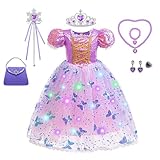 Vestido de princesa de niña brillante,Princesa Vestido Cosplay de Niñas para Disfraz...