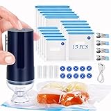 Sous Vide Bags, Thanksgiving 35PCS Handheld Electric Vacuum Sealer Food Freezer Vacuum Sealer & Reusable Food Sous Vide Vacuum Sealer Bags for Anova, 4 Sealing Clips, 10 Air Valves