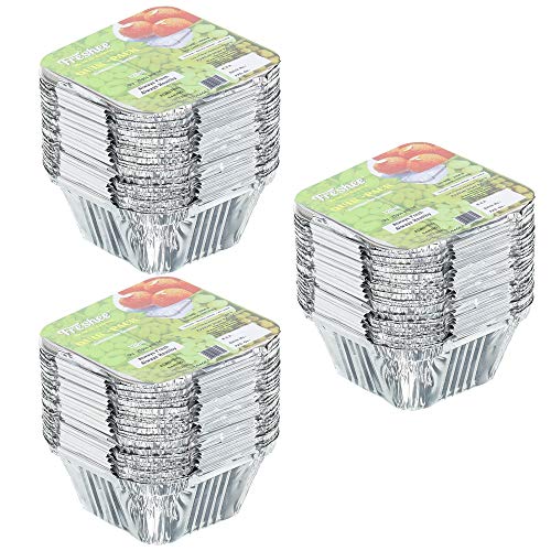 Freshee Pack of 3 x 25 pcs Aluminium Silver Foil Container 120ml, Food Storage Disposable Containers with Lid for Kitchen