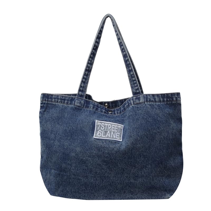 Bolso tote grande de denim para mujer, bolso de hombro con gran capacidad, ideal para verano y playa miniatura 1