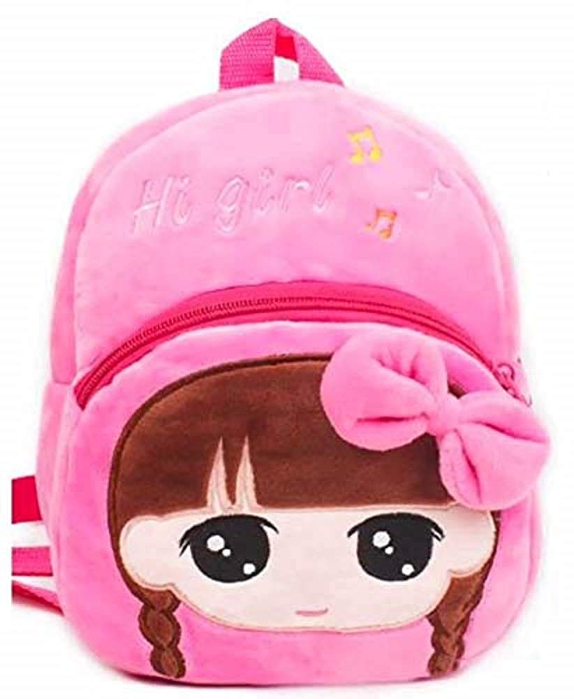 Hi Girl School Bag Cartoon Character Kids Soft Plush Fabric School Bag for Baby Boys and Girls Kids School Bag (Pink)-image-32