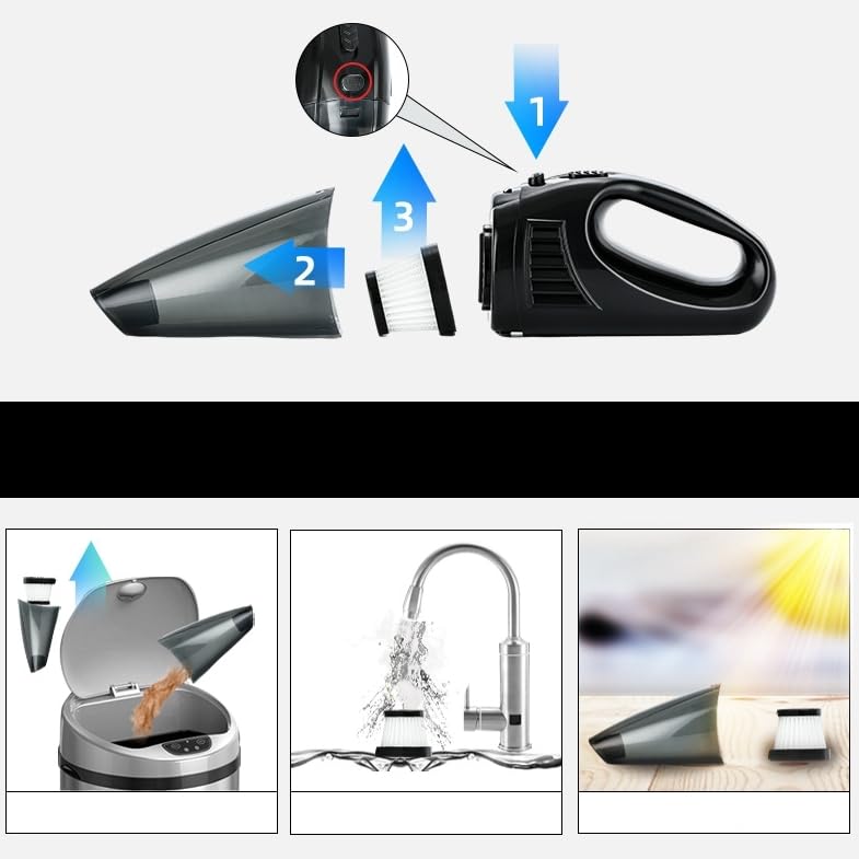 Amazon | ハンディカークリーナー 車用掃除機 DC12シガーソケット専用