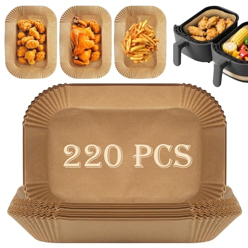 Backpapier für Ninja Heißluftfritteuse, 220 Stück 22cm Airfryer Backpapier für Dual Zone, XXL Air Fryer Accessories komp...