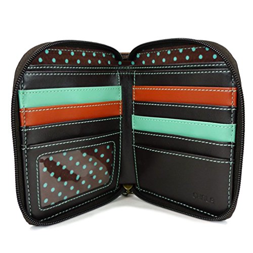 CHALA Zip Around Wallet, Wristlet, 8 Credit Card Slots, Sturdy Pu Leather - Owl - Mustard - Thumbnail 5