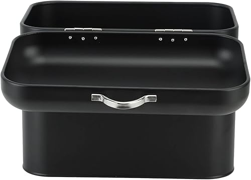 Miniatura 6 de Recipiente de almacenamiento de pan de hierro, mantenga el recipiente de pan casero de hierro de gran capacidad para encimera (negro)