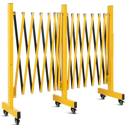 Metal Expandable Barricade Gate Outdoor, 16FT Folding Safety Barrier Gate, Portable Traffic Barricade Fence