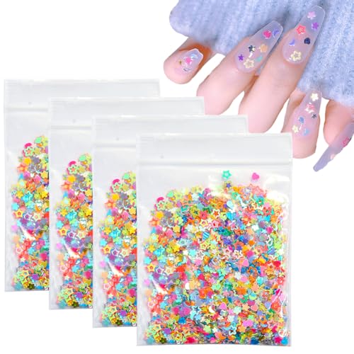 5000PCS Nail Sequins Nail Art Glitter 3D Nail Sequins Glitter Star Moon Heart Shape Hollow Out Nail Charms Manicure Tips Nail Art DIY at Home Nail Supplies Nail Decorations Accessories