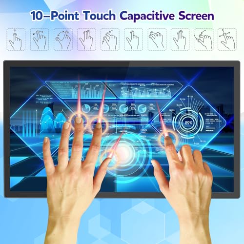 Volunna 32 inch Capacitive Multi-Touch Screen Industrial Monitor, Built-in Speakers, USB, VGA, DVI & HD-MI Ports,16:9 Display and 1920 x 1080P, Digital Signage Displays Player for Advertising - Thumbnail 2