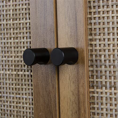 Rustic Buffet Sideboard With Natural Rattan Doors Set Of 2 Chic Accent Storage Cabinet Console Tables For Living Room Entryway Modern Wood Kitchen Sideboard With Black Metal Handles &Adjustable Shelf #TOP5