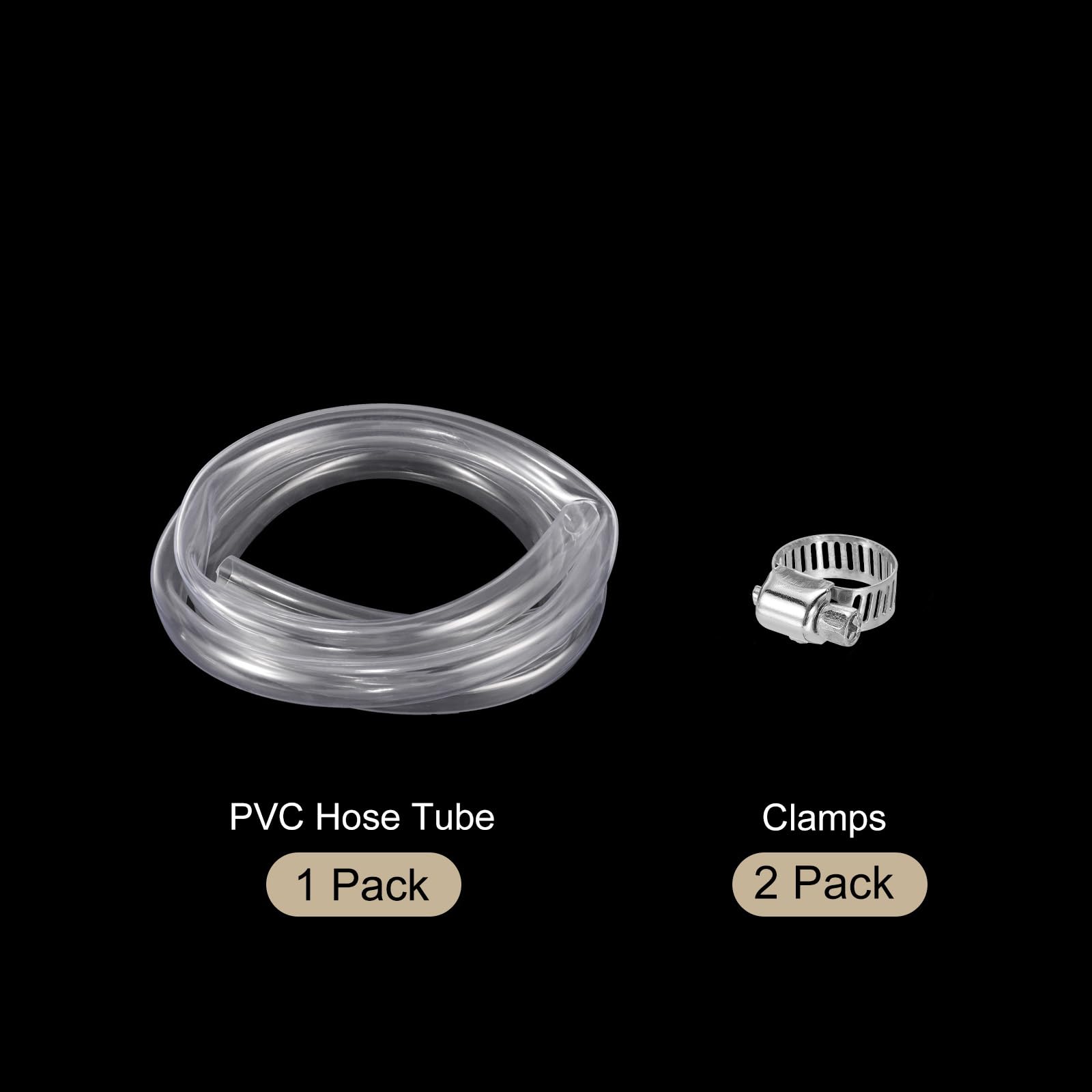 QUARKZMAN Tubo De PVC Transparente 31.8mm x 41.3mm 10ft Tubo De Plástico PVC Manguera De Agua Flexible Para Tuberías Industriales Acuarios Bombas 1 1/4" ID 1 5/8" OD Con 2 Piezas Abrazaderas