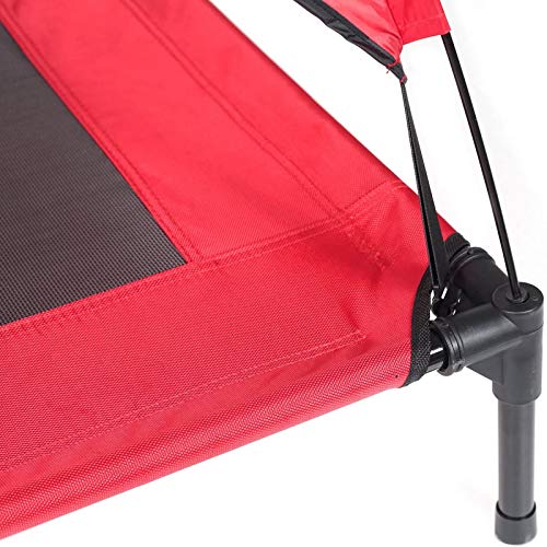 Kawuneeche Elevated Dog Bed With Removable Canopy W/Convenient Carrying Bag Indoor Shade 1680D Portable Raised Oxford Fabric Outdoor Cooling Dog Cot Cat Bed Pet Tent For Camping (30", Red) #TOP5