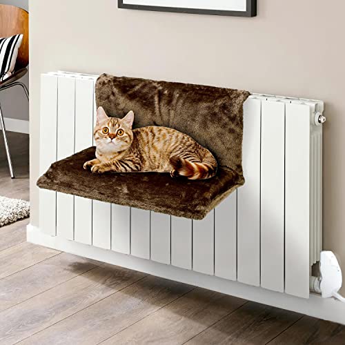 Vinsani Soft Luxurious Pet Radiator Bed for Cat Kitten Puppy Dogs with Soft Machine Washable Fleece Lined Cover Warm Cosy Hammock Style Radiator Bed - Coffee