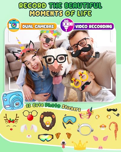 Image of UCIDCI Dinosaur Kids Smart Phone Toys for Boy Dual Camera & Music Player Toddler Selfie Phone Toys Road Trip Toys with Learning Games, Christmas, Birthday Gifts for 3 4 5 6 7 Year Old Green