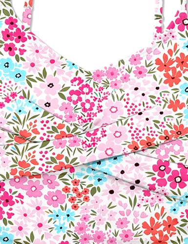 Image of Girls Swimsuit 2 Piece Bathing Suit Criss Cross Ruched Girl Tankini Sets Printed Girls' Swimwear for 9-18 Years