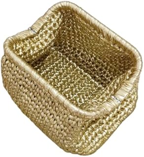حقيبة يد نسائية منسوجة ذهبية اللون، تصميم عصري، حجم صغيرللسهرات