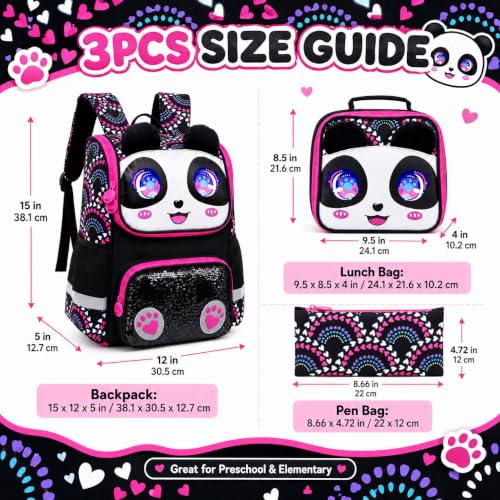 Image of KLFVB 3PCS Backpack for Girls and Boys, 15 inch Unicorn Dinosaur Bookbag with Lunch Box, Kids Preschool School bag