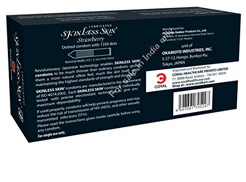 Okamoto Strawberry 1350 Dots Skinless Skin Condoms (Okamoto, Japan) 1 X 10S - Image 2