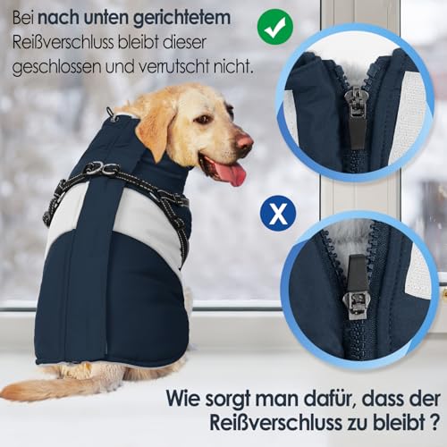 AOFITEE Hundejacke Kleine Hunde, Warm Hundemantel Winter Wasserdicht Hundemantel mit Geschirr, Reflektierende Winterjacke Wintermantel Hund mit Brustgurt Fleecemantel Hundepullover für Kaltes Wetter