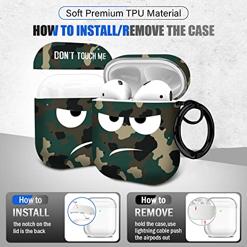 Image of for Airpods Case, Don't Touch Me for Airpods Cover with Keychain /Lanyard Soft Cute Shockproof Cover for Women Men Compatible with for Airpods 2 /1 Charging Case,Green