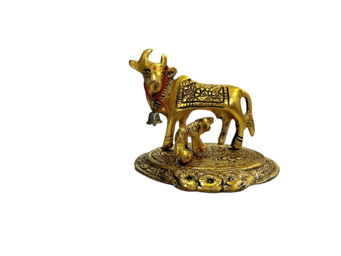 AR Trades Aluminium Cow Showpiece – Handcrafted Metal Decor with Antique Brass Coating | Traditional Indian Art for Home, Office & Gifting-image-24