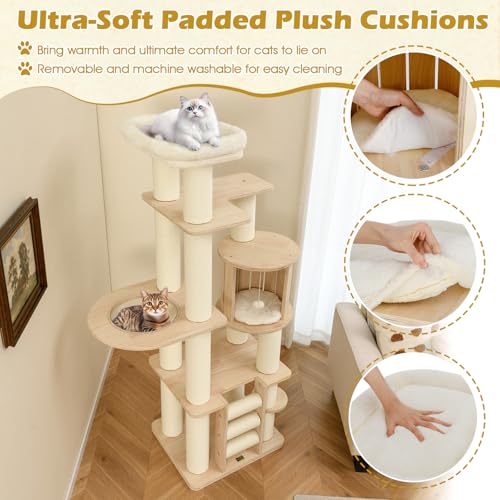 Tangkula árbol para gatos madera 71 pulgadas para interior miniatura 3