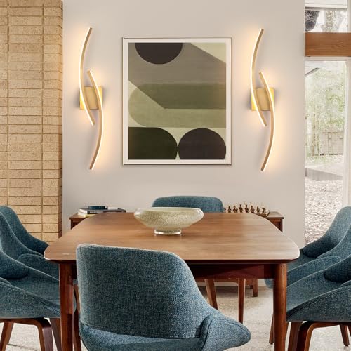 Image of Battery Operated Wall Sconce,Gold Wall Sconces with Remote Control,3000K-6000K Modern LED Wireless Wall Light for Living Room, Hallway, Bedroom, 31.89 Inch