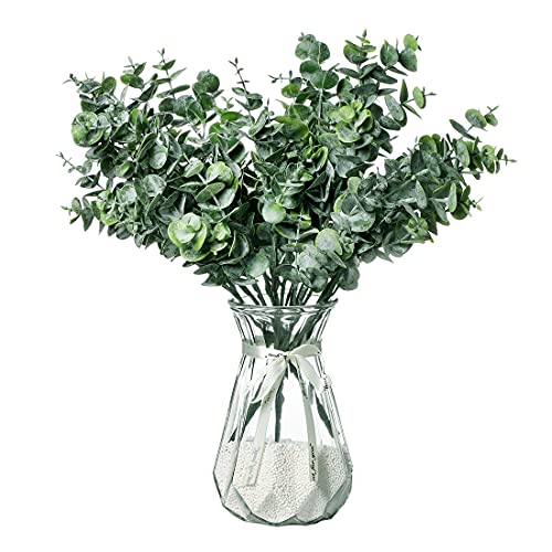 Anaoo 3pcs Arbustes Fleurs Artificielles Extérieures, Branches D'Eucalyptus Artificielles Plantes, Feuilles De Pulvérisation Fausses Arrangement De Fleurs Décor pour La Maison Jardin, Vert Cover