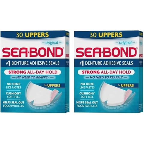 Sea Bond Secure Denture Adhesive Seals, Original Uppers, Zinc-Free, All-Day-Hold, Mess-Free, 30 Count (Pack of 2) Cover
