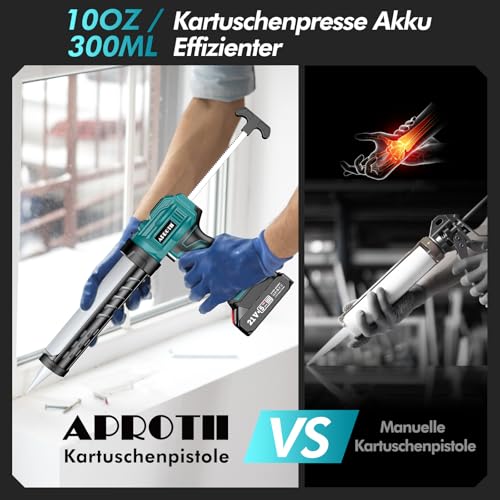 APROTII Akku-Kartuschenpresse Kompatibel mit Makita 18V Akkus, LED-Licht, Elektrische Silikonpistole für 300 ml-Kartuschen – Caulking Gun (Ohne Akku)