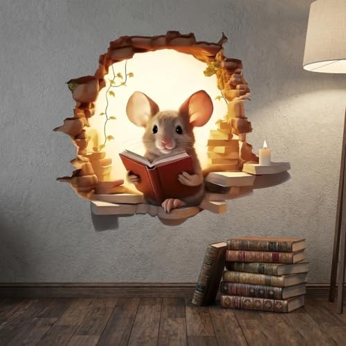 Set de 6 adhesivos 3D de ratones para pared miniatura 4