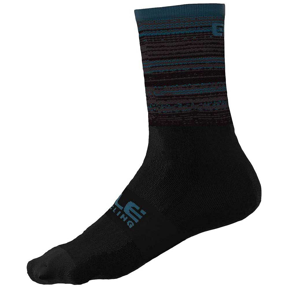 Ale' Unisex Black/Blue Alé Cycling Scanner Q-Skin 16Cm Cycling Socks, Medium (Eu 40-43)