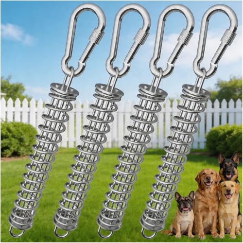 Image of Heavy Duty Dog Tie Out Spring, Stainless Steel Shock Absorber for Dog Leash, Stake & Chain, Rustproof Buffer for Spring Pole for Dogs, Camping Tent & Boat, Suitable for Multiple Dogs(4 Springs)