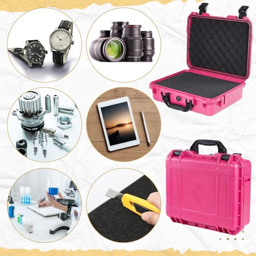 Image of Relaxweex 1 Pcs 16.3 x 6.5 x 3.7 Inch Waterproof Hard Case with DIY Customizable Foam Insert Portable Protective Case with Knife for Camera Drones Equipments Tools Test Instruments(Rose Red)