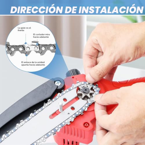 Cadena de motosierra de 8 pulgadas para poda de árboles frutales y limpieza de ramas en huertos 5