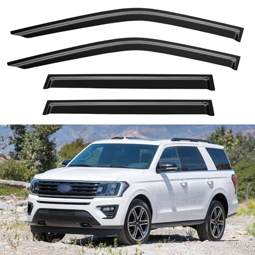 Image of Window Visors Rain Guards for 2018-2024 Ford Expedition, Out-Channel Window Vent Wind Deflectors Visors Shades for 18-24 Expedition XL STX XLT MAX Limited King Ranch Platinum