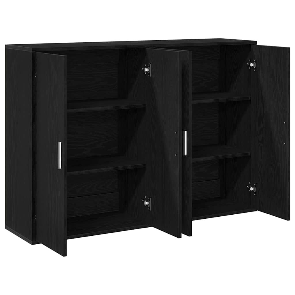 2-Piece Black Oak Engineered Wood Buffet Cabinets