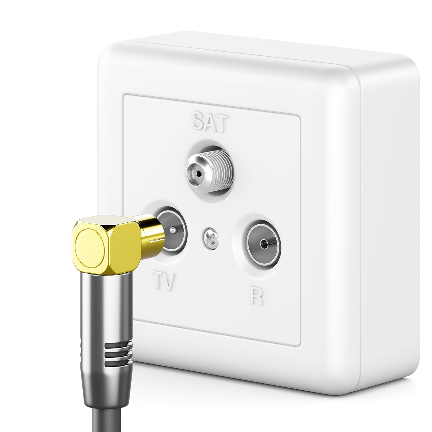 deleyCON 3,0m Kabel Antenowy TV 4K - 4K Ultra HD Full HD HDTV - 2x Kątowy - Kabel Koncentryczny - Wtyk IEC (90°) do Gniazda IEC (90°) - Metalowe Złącza - Czarny