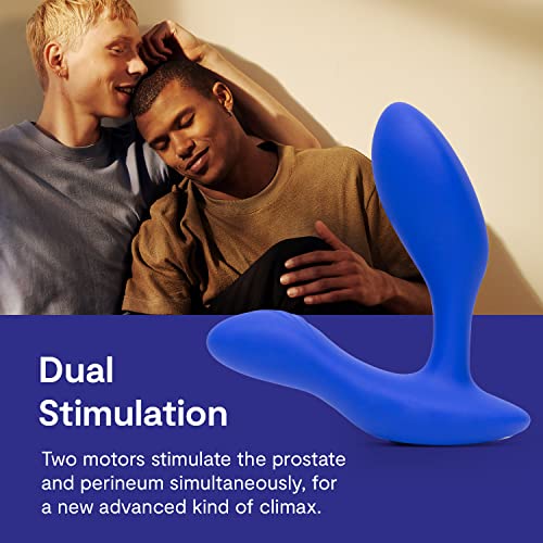 Image of We-Vibe Vector+ Vibrating Butt Plug Adult Sex Toy | Silicone Perineum & Prostate Massager Male Sex Toy | Long Distance App & Remote Control Anal Vibrator | 10 Modes Anal Plug for Couples | Blue
