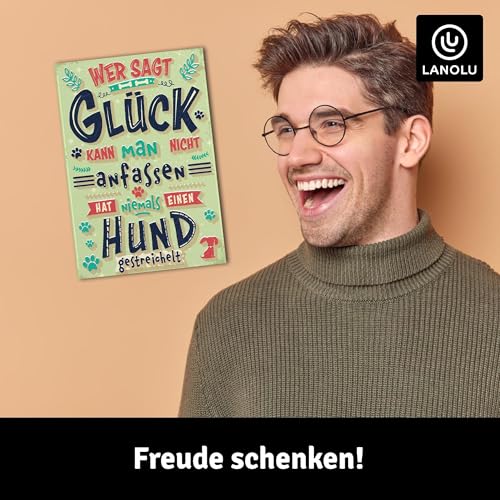 LANOLU Kühlschrankmagnete lustig- Glück Hund gestreichelt - Geschenke für Hunde-Liebhaber- lustige Magnete mit Sprüchen und witzigen Motiven 8x5,5cm