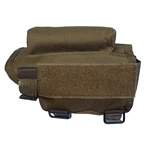 DEEYOTA Rifle Stock Cover Cartridge Holder Bullet Bag Cheek Rest Pouch Shotgun Shell Holder Tactical Cheek Rest Pad Pouch Rifle Ammo Holder Rifle Buttstock Bag with 7 Shell Holder (Khaki), One Size