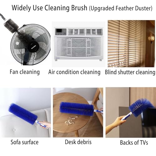 Image of Fan Duster Cleaner Brush (Non-Disassembly Clean), Bendable Cleaning Brush for Tower /Floor /Oscillating Fans /Blind Shutter /Vent /Curtain, Multifunctional Cleaning Brush (Blue)