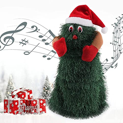 XIAOYIYI Albero di Natale Che Canta e Balla, Babbo Natale Musicale ballando e cantando Figura figurina a Pile, Natalizie Fatte a Mano, novità Ornamenti Natalizi Decorazioni