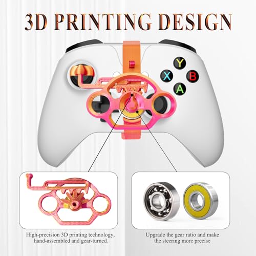 Image of FLYINTOYS Mini Racing Steering Wheel for XB One Series X /S Game Controller,Racing Games Controller Steering Wheel Attachment (Reddish gold)