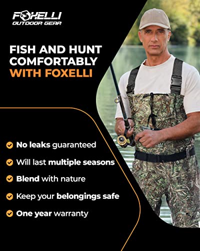 Foxelli Chest Waders – Camo Hunting Fishing Waders For Men And Women With Boots, 2-Ply Nylon/Pvc Waterproof Bootfoot Waders #TOP2