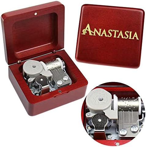 Sinzyo Anastasia-Once Upon a December Music Box Vintage Musical Boxs Gift for Birthday Valentine's Day Christmas Day(Wine Red Box)