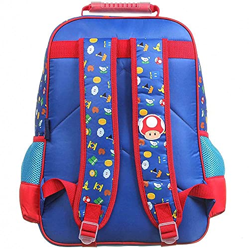 Kit Mochila de Costa Super Mario Polinylon Grande+ Lancheira Cor: Vermelho