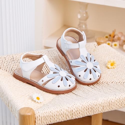 Image of Kolan Toddler Girl Sandals Open Toe Flat Princess Dress Shoes Little Kids