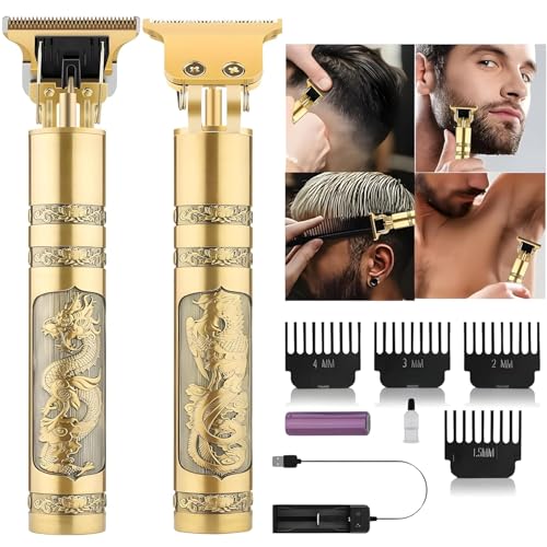 Image of GLAKER Hair Clippers for Men - Cordless 3 in 1 Versatile Hair Trimmer with Extra Long Guards, Detachable Blade & Storage Bag, Complete Mens Grooming Kits, Ideal Gifts for Men (GOLD DREGUN METAL)
